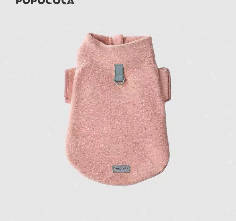 POPO Dog & Cat Winter Fleece Jacket – Leash-Compatible, Warm Polar Fleece Autumn/Winter Pet Clothing