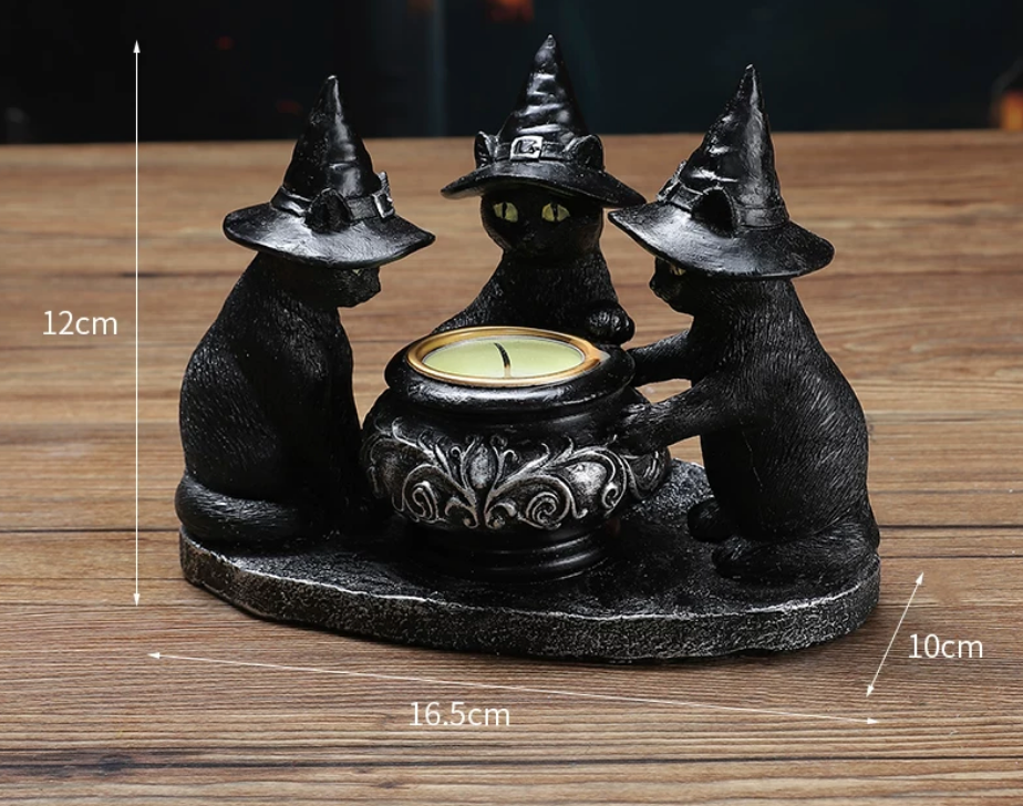Gothic European Wizard Candle Holder – Vintage Halloween Décor