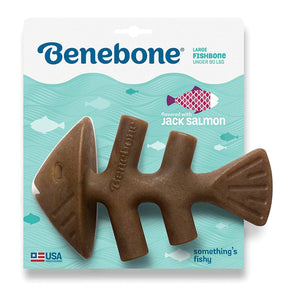 Benebone Fishbone - Durable Dog Chew Toy with Natural Jack Salmon Flavor - PAWS CLUB