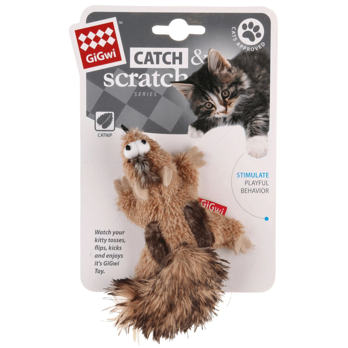 GiGwi Catch & Scratch Catnip Cat Toy Chipmunk - PAWS CLUB