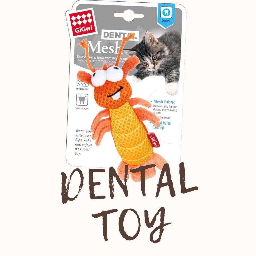 GiGwi Dental Mesh Shrimp Cat Toy with Catnip - PAWS CLUB