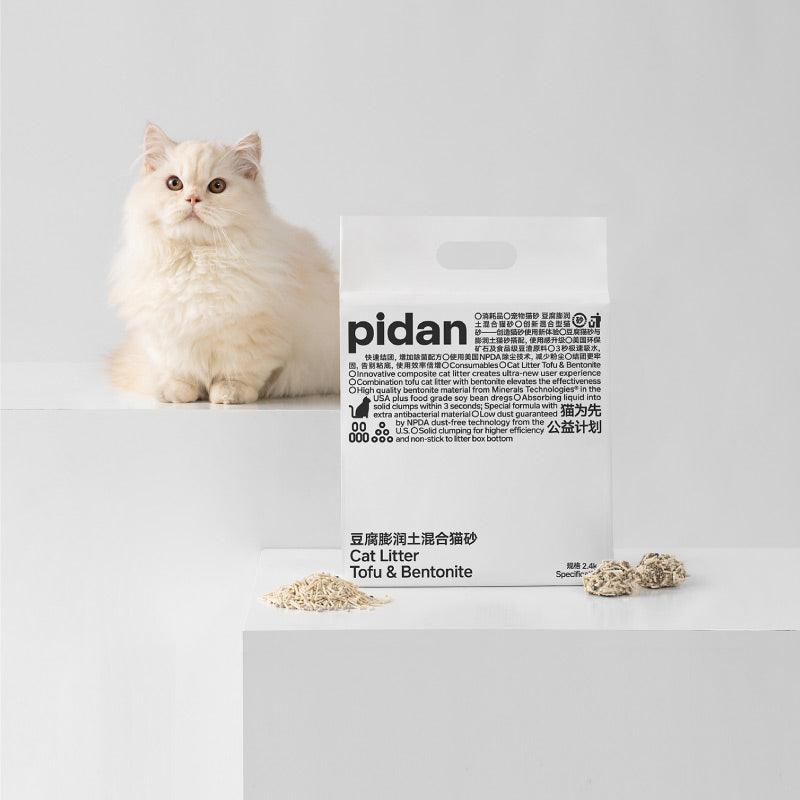PIDAN Composite Tofu Cat Litter: Tofu & Crushed Bentonite 2.4KG - Ideal for Cats with Sensitive Urinary Systems - PAWS CLUB